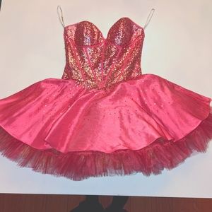 Jovani hot pink mini cocktail dress
